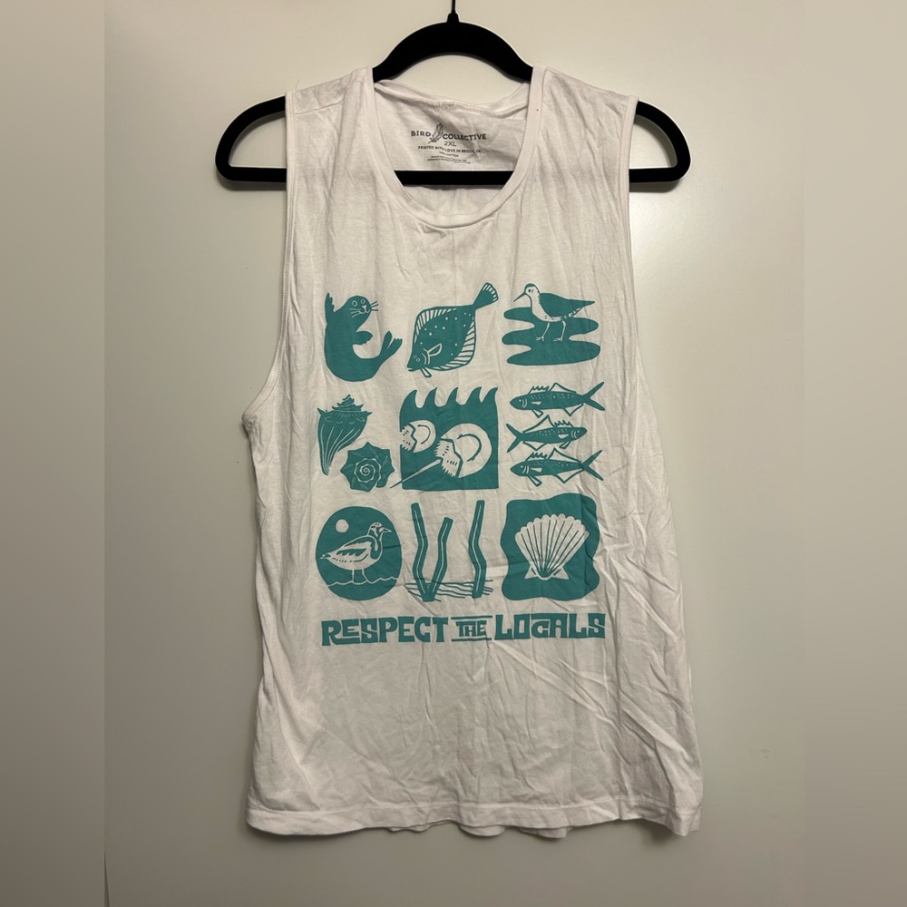 Bird collective respect the locals tank top